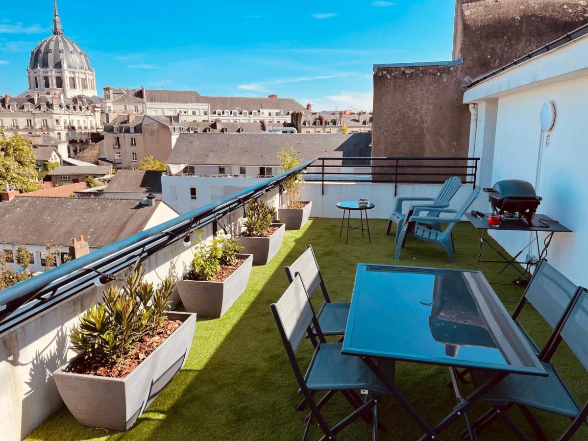 Grand Studio, Belle Terrasse Avec Vue Nantes Exteriör bild