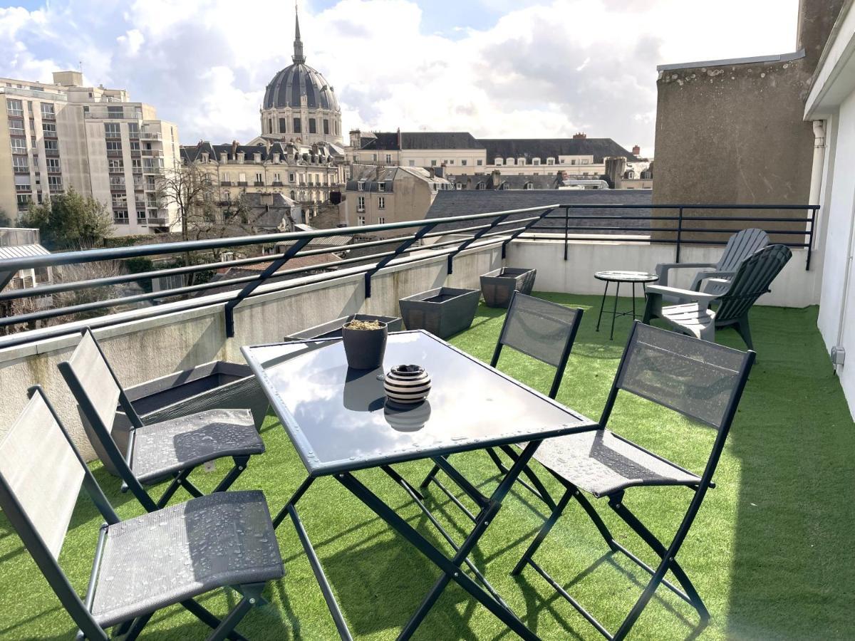 Grand Studio, Belle Terrasse Avec Vue Nantes Exteriör bild